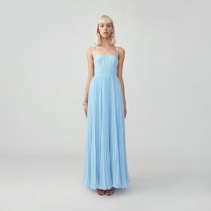 Fame & Partners Pleated Side Cutout Dress - Pale Blue Georgette - NWT